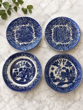 Stafford Blue and White Decorative Saucers - set of 4